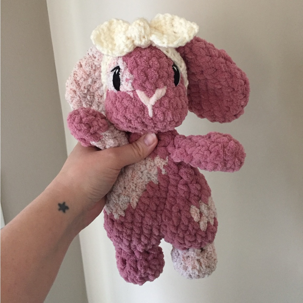 Handmade crochet bunny snuggler - lovey